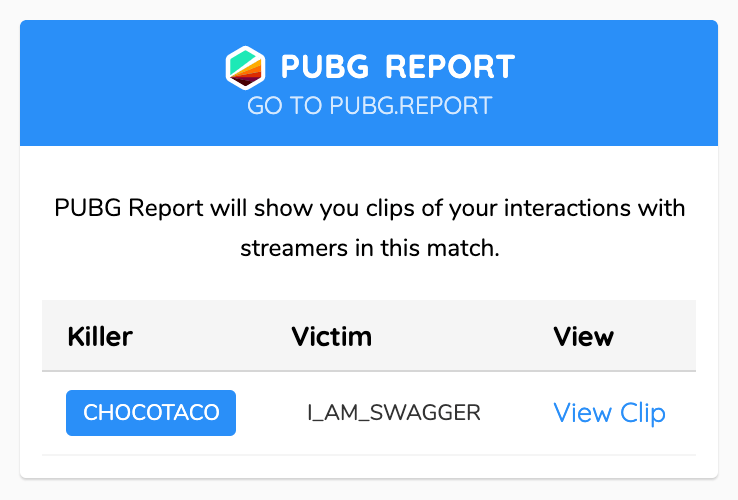 PUBG Report in PUBG Lookup Match Report