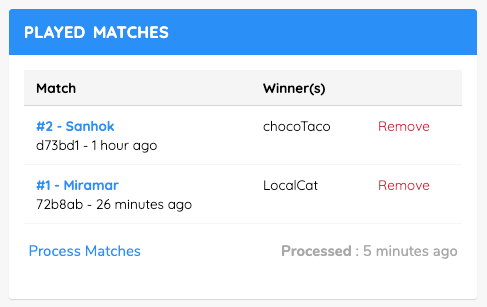 PUBG Tournament Match Processing
